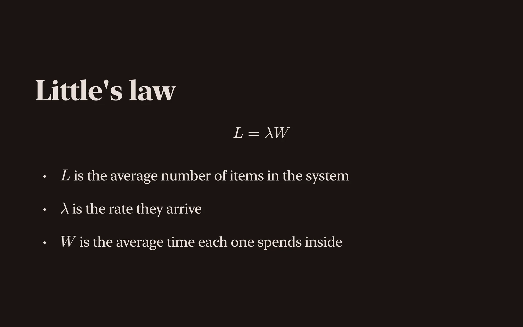 A full-screen slide with a typeset equation in Unmarked’s Present mode
